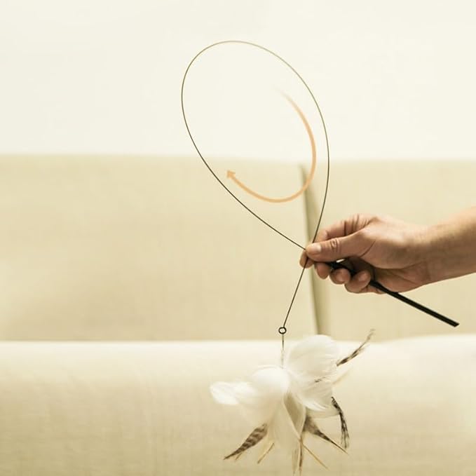 Powerful Suction Cup Handheld Teaser Wand Toy, Cat Feather Toys Interactive Cats - with Bell for Kitty Kitten Scratching Exercise Indoor