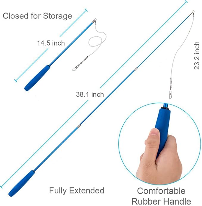 Retractable Cat Wand, Interactive Catcher Teaser Cat Toy 3-Section Teaser Cat Wand Fishing Pole Toy Exerciser for Cat and Kitten (Not Include Replacement)