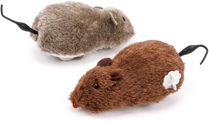 Random Color Furry Mice Cat Toy Wind Up Toys Realistic Mouse Toys Funny Moving Toys, Cat Mice and Animals Toys Interactive Play Mouse Toy for Cat Kitten，Cat Mice and Animals Toys