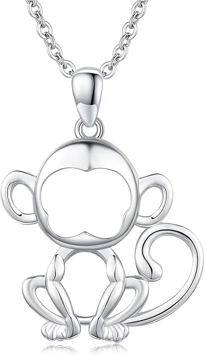 Animal Necklace for Women Girls 925 Sterling Silver Cat/Dog/Monkey/Sloth Pendant Necklace Cute Animal Jewelry Gift for Women Girls