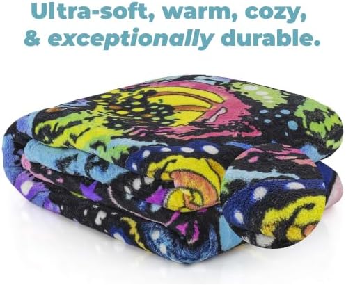 Dawhud Direct Dean Russo Rescue Dog Fleece Blanket - 75x90-Inch Dog Throw Blanket for Bed or Couch - Soft Plush Dog Print Blanket for Women, Men, and Kids - Cozy Throw Plush Blanket and Bedroom Decor