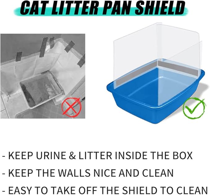 3 Pack Cat Litter Box Pee Shields, High Side Open Top Kitty Litter Pan Shield - Keep Litter in The Pan, (Litter Box Not Included)