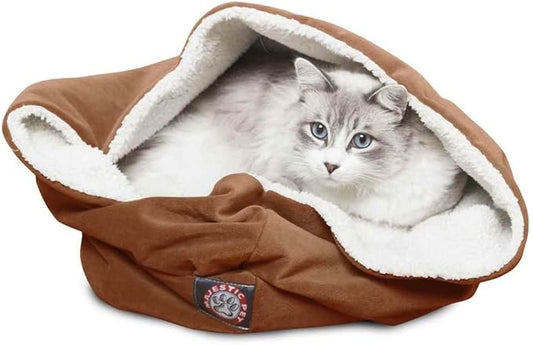 17 inch Rust Suede Burrow Cat Bed