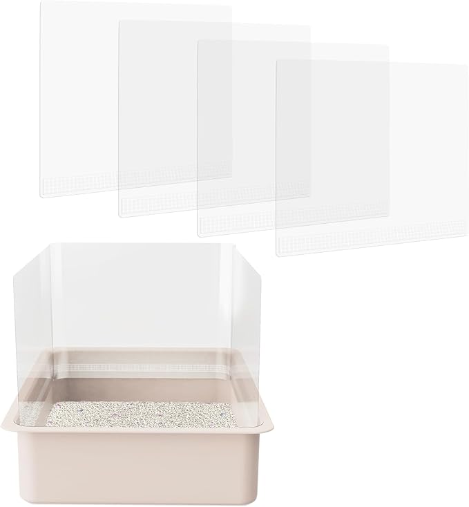 4Pcs Cat Litter Box Pee Shields Litter Box Shields Litter Box Splash Guard for Open Top Litter Box Litter Box Privacy Screen Transparent Easy Clean -Litter Box Not Included