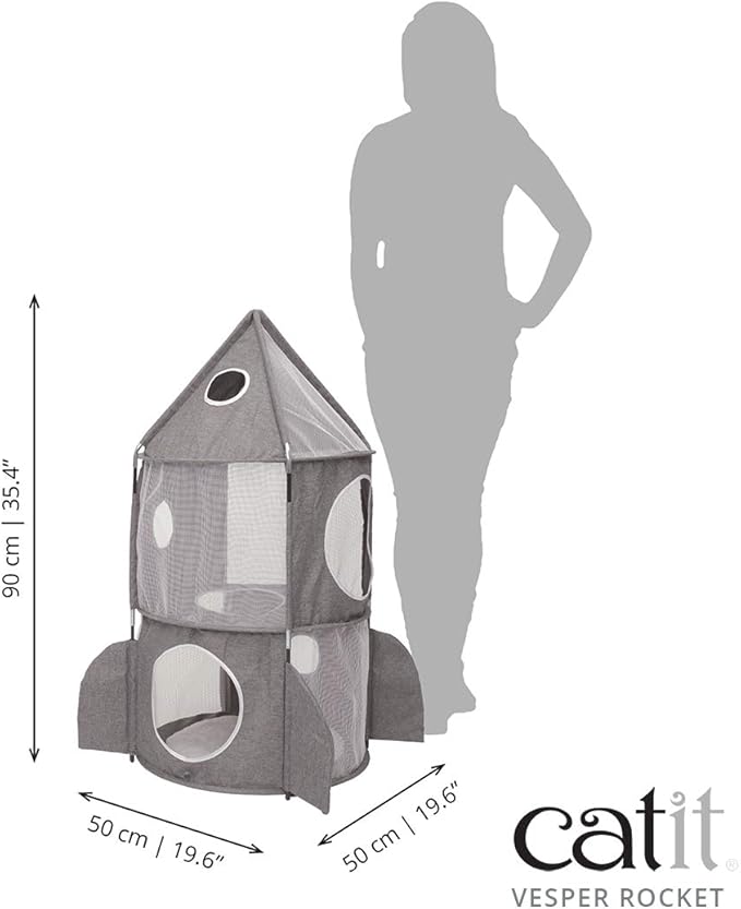 Catit Vesper Rocket Cat Tower, Grey, 42002, Blue