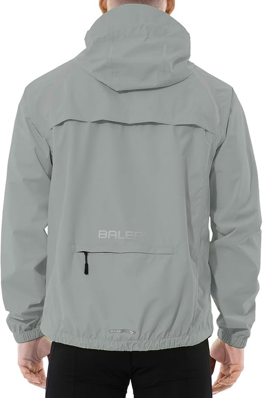 baleaf Men's Rain Jacket Waterproof Windbreaker Running Cycling Golf Hiking Gear Hood Lightweight Reflective Packable
