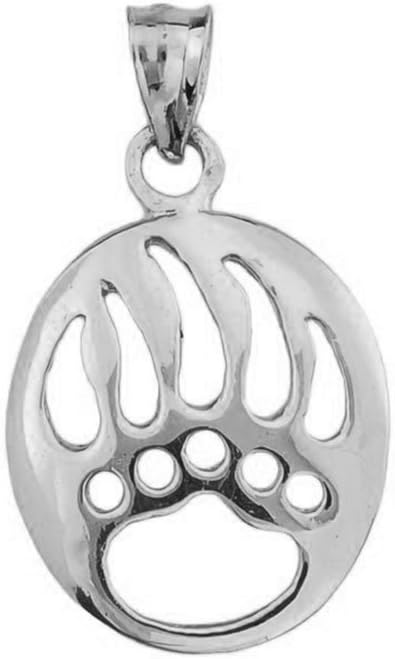 Animal Kingdom Fine Sterling Silver Cut-Out Bear Paw Charm Pendant