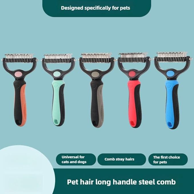 Pet Comb Ultimate Dog Grooming Set: Professional Deshedding Brushes for Dogs & Cats – Perfect for Long-Haired Breeds, Flea Removal, & Dematting (Blue, For Large and Medium Dogs)