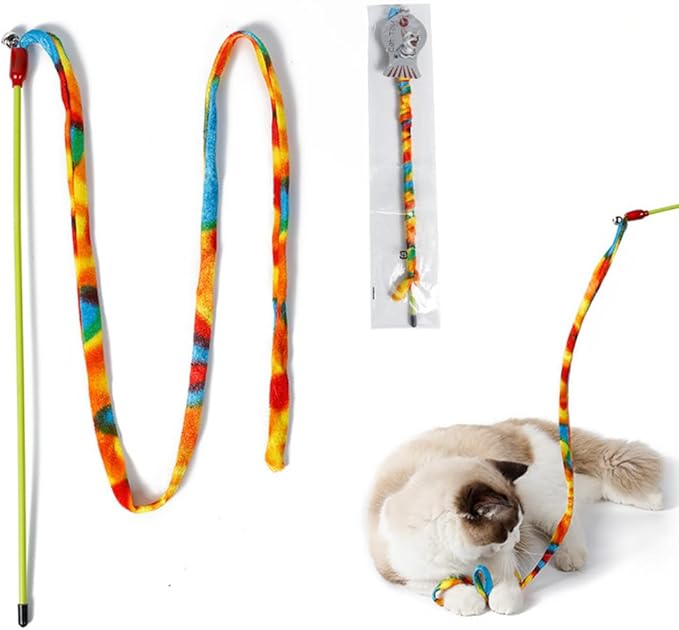 FOMIYES Toys Toy Teaser Toy Cat Teaser Wand Cat Teaser Rod Cat Toy Stripe Feather cat Toy cat Bell Ball