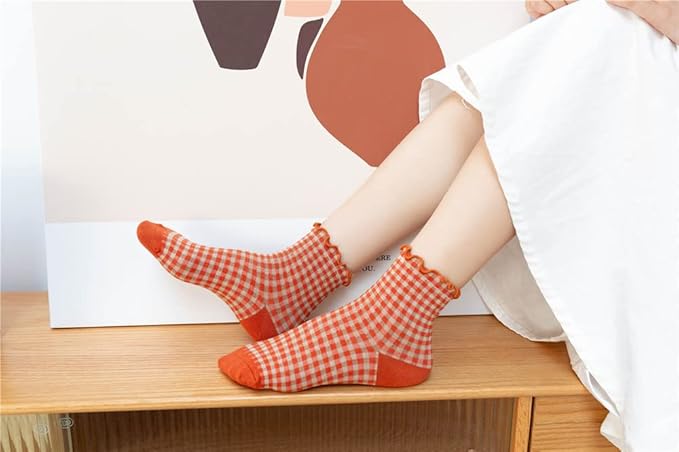 Benefeet Sox Womens Girls Ruffle Crew Socks Novelty Cute Frilly Dress Socks Cotton Lettuce Trim Turn-Cuff High Ankle Sock