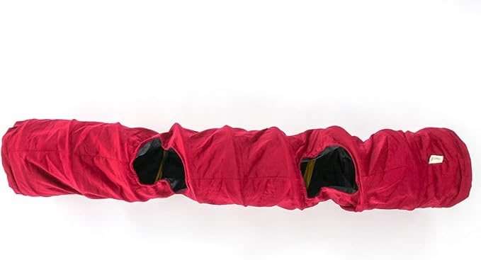Velvet Fabric - Foldable/Collapsible - 55x8.66 Inches Cat Tunnel (Red)