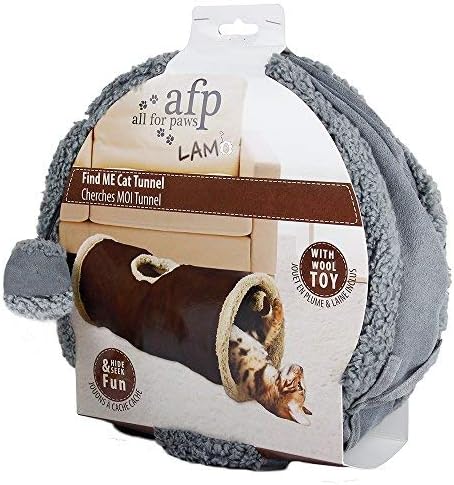 ALL FOR PAWS Cat Toys Cat Tunnel and Cat Cube Collapsible Kitten Indoor Toys Crinkle Cat Tunnel Cat Toys (Lambswool),You Will Receive Either a Brown or Gray or tan Toy