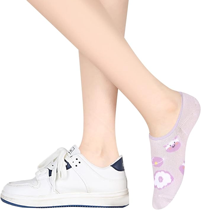 Benefeet Sox Womens Girls Cute No Show Liner Socks Non Slip Funny Patterned Low Cut Socks Novelty Cotton Loafer Footies Sock