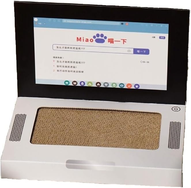 Cardboard Cat Scratcher,Laptop Scratcher Cat Toy with Interactive Mouse Cat Teaser,Laptop Cat Toy,Foldable Corrugated Cardboard Cat Scratching Board