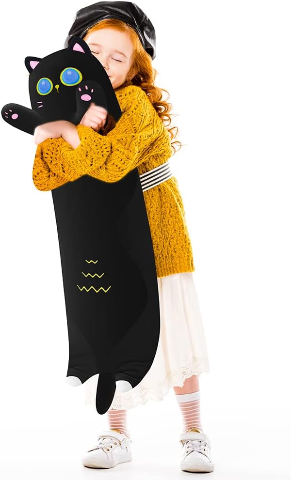 Cat Plush Body Pillow, 51.2 inch Long Cat Pillow Cute Stuffed Animals Soft Plushies Doll Toys Kawaii Gift for Kids Girlfriend