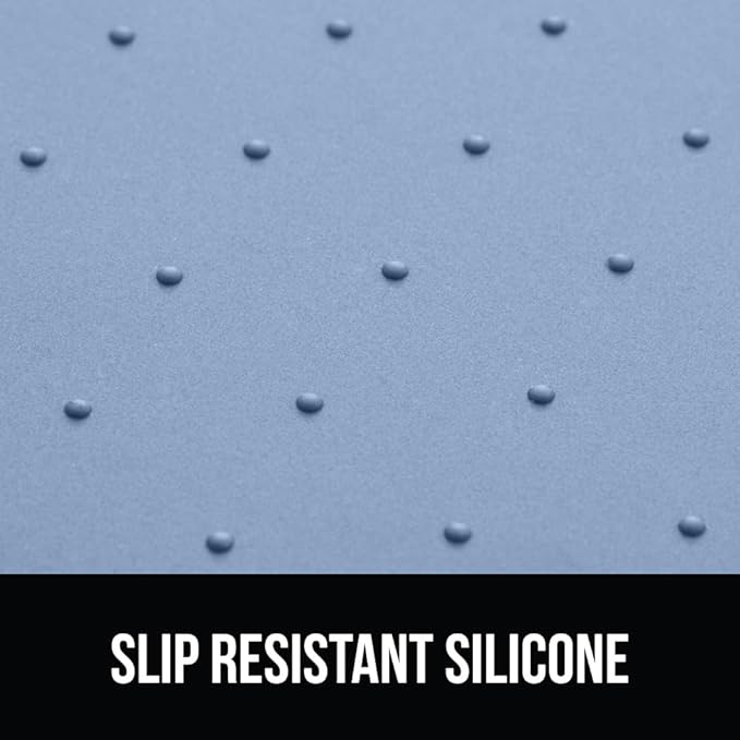 GORILLA GRIP 100% Waterproof Raised Edge BPA Free Silicone Pet Feeding Mat, Dog Cat Food Mats Contain Spills Protects Floors, Placemats for Cats and Dogs Water Bowl, Pets Accessories 32x24 Blue