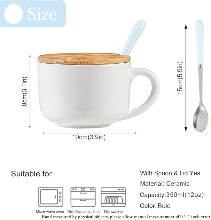 BigNoseDeer Whale Mug Cute Mugs with 3D Ceramic Whale Inside Kawaii Blue Whale Coffee Mug with Lid and Spoon Coffee Cups Tea Cups Cute Ctuff and Cute Gifts Birthday Gifts for Women 13.5oz