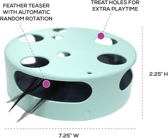 Interactive Cat Toy, Electric Smart Random Spinning Rotating Feather Cat Toys. Automatic Teaser Exercise Kitten Play Toy for Pets/Cats/Kittens Entertainment. Develops Natural Prey Instincts with Fun