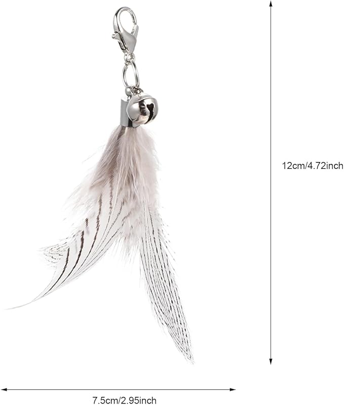 VILLCASE 5pcs Cat Feather Toys Replacement, Cat Wand Toy Refills Natural Feathers Replacement Teasers, Cat Wand Feather Refills Interactive Cat Toys with Bell Refills