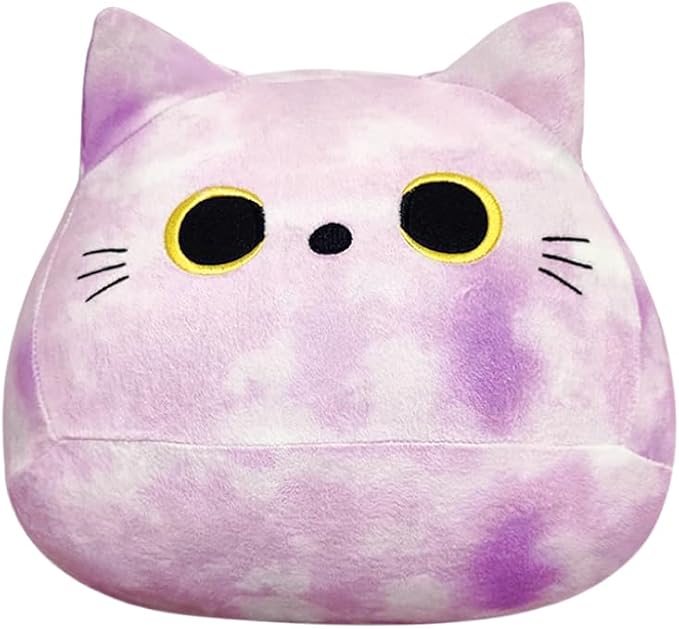 Purple Cat Stuffed Animal Plush Toy Creative Cat Shape Soft Pillow Toys Gifts Cute Dolls for Girlfriend Kids Baby Girls, 25cm/9.8in