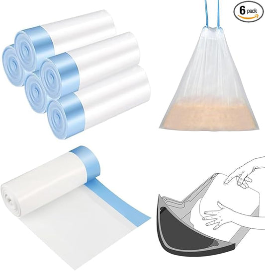 120 Count Waste Drawer Liners Bags Compatible with Litter Box Robot 3/4, Thick Self-cleaning Cat Litter Box Liners refill with Drawstring 9-11 Gallons, Replacement Waste Bags for Cat Pan Waste