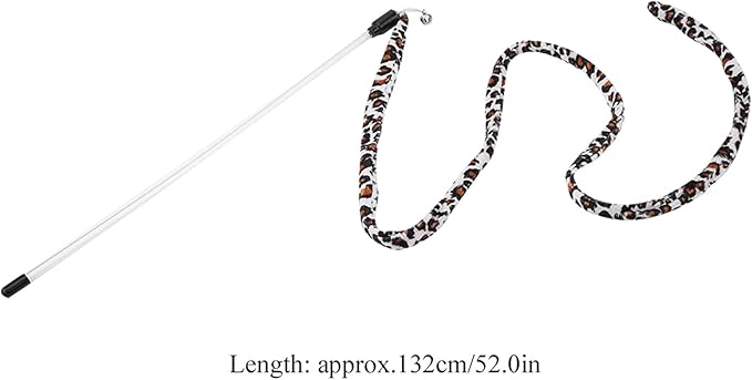 Cat Teaser Toy, Promotes Exercise Interactive Play Chaser Wand Leopard Print Tail Cat Funny Toy Teaser Stick with Bell for Decrease Boredom