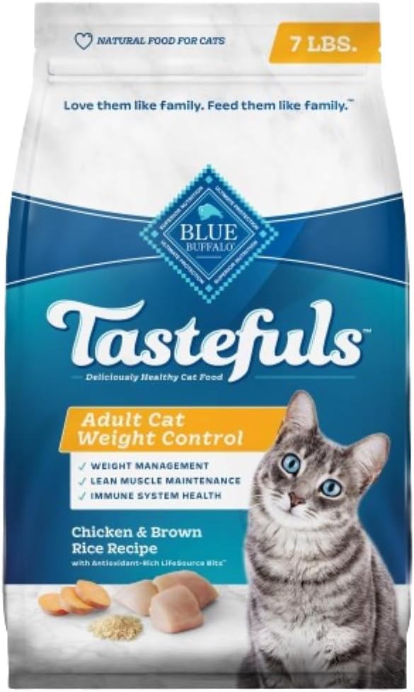 Blue Buffalo Tastefuls Natural Food for Adult Cats, Weight Control, 7-lb. Bag