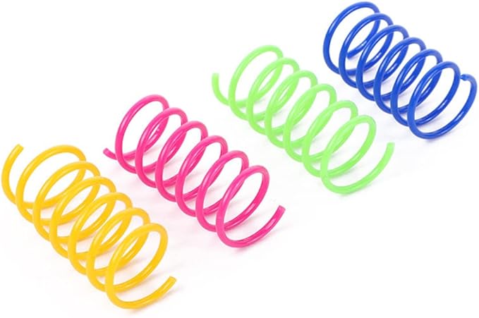 80 Pack Cat Spring Toys, Durable Plastic Coils for Indoor Active - Colorful 1 Inch Spirals Spring Fitness Play for Cat Kitten Pets (multicolor-80Pack)