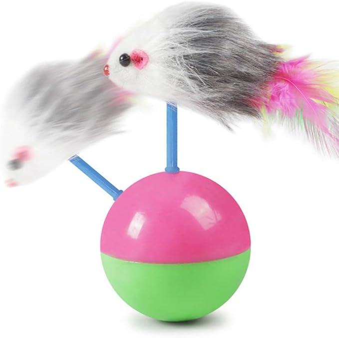 HomeSoGood 2pcs Tease cat Tumbler mice Toys,False Feather Mice Ball Toys Kitten Pet Dog(Mix)