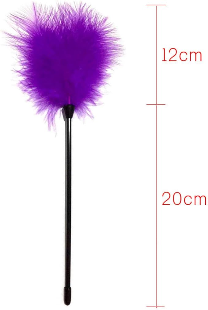 Dzrige Interactive Cat Toys Teaser Wand Black Long Sticks with Purple Soft Plush Tips Funny Pet Feather Supplies for Indoor Bored Cat and Kitten Play Training Interactive Toys