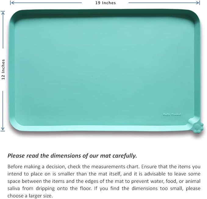 Hoki Found Silicone Pet Food Mats Tray - Non Slip Pet Dog Cat Bowl Mats Placemat - Dog Cat Food Mats - Waterproof Dog Pet Cat Feeding Mat -Pet Water Mats for Carpet - Cool Mint