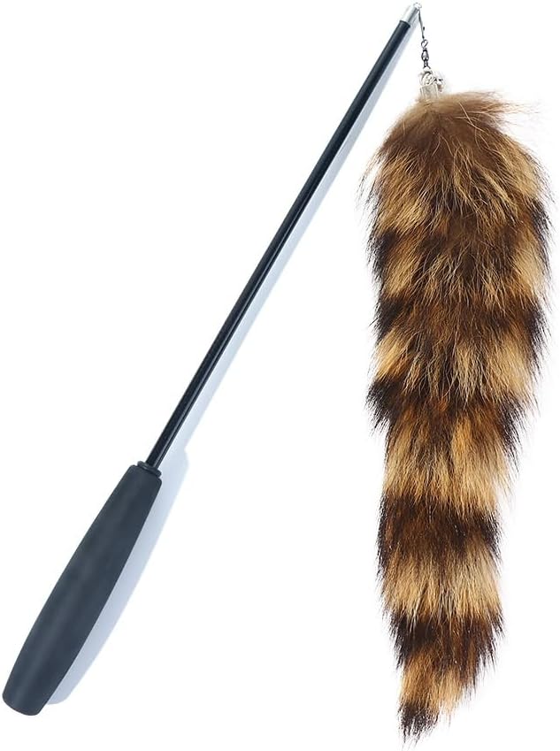 Leadigol Cat Feather Wand Retractable Cat Wand Toy,Cat Teaser Wand Interactive Long Hairy Chew Rod Cat Toy Training Toy Catch Exercise Pet Supplies Playing Toy for Kitten or cat, Brown Feather