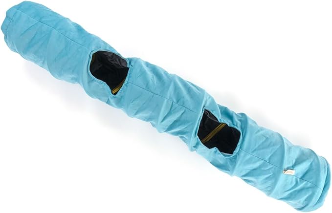 Velvet Fabric - Foldable/Collapsible - 55x8.66 Inches Cat Tunnel (Turquoise)