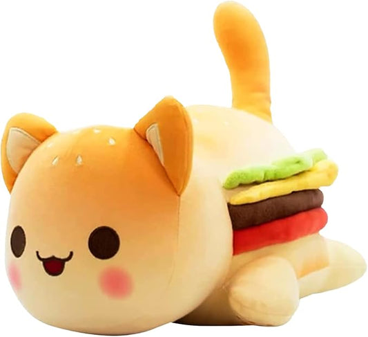 Cute Anime Cartoon Cat Stuffed Animal Figure Toy Plush Pillow Gift for Kids and Festival Gift (Hamburger Cats)