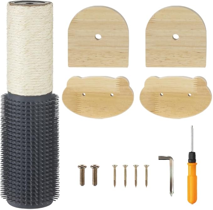 haozaikeji Cat Scratching Post for Crate Cage, Cage Mount Cat Scratcher Cage Scratcher Pole Natural Sisal Cat Scratching Post with Self Groomer and Massager for Indoor Cats Kitten