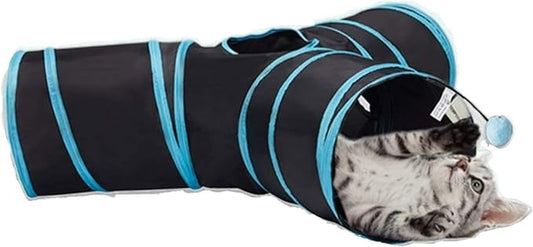 Foldable Cat Tunnels with Toy Ball Indoors Cat Play Tunnel for Indoor, Cat Play Tube for Large Cat Toy Kitten Kitty Rabbt (3 Way)