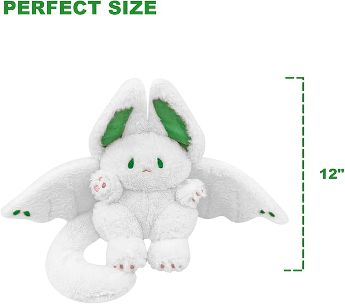 PEACH CAT Cute Bat Bunny Plush Pillow Kawaii Bat Rabbit Stuffed Animal for Kids White 12"