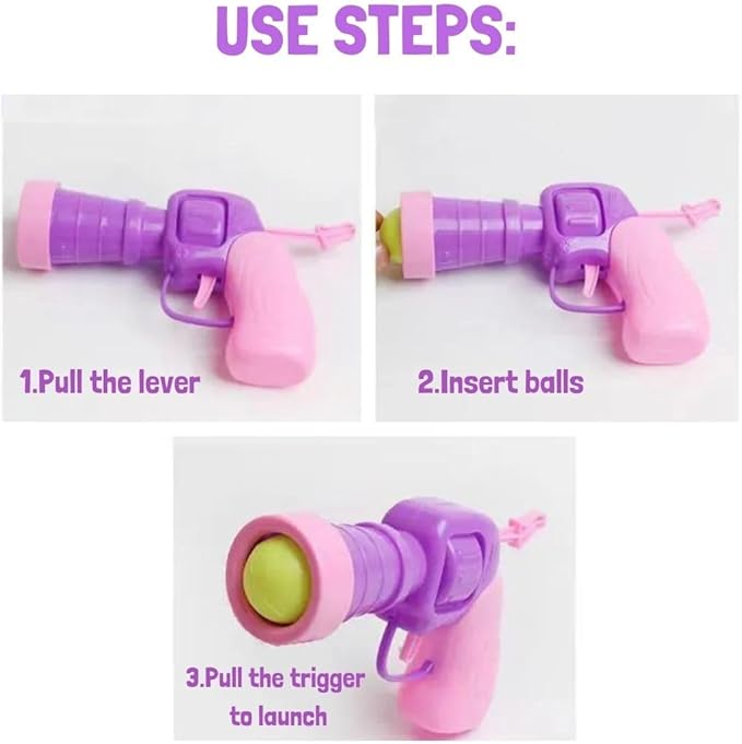 Cat Toy Ball Launcher Gun, Interactive Toy Ball Launcher, Gun for Indoor Cat Play, Plush Ball Shooter with 30 Colorful Plush Cat Balls, Enrichment Toys, Kitten Fetch Toy, Pink/Purple