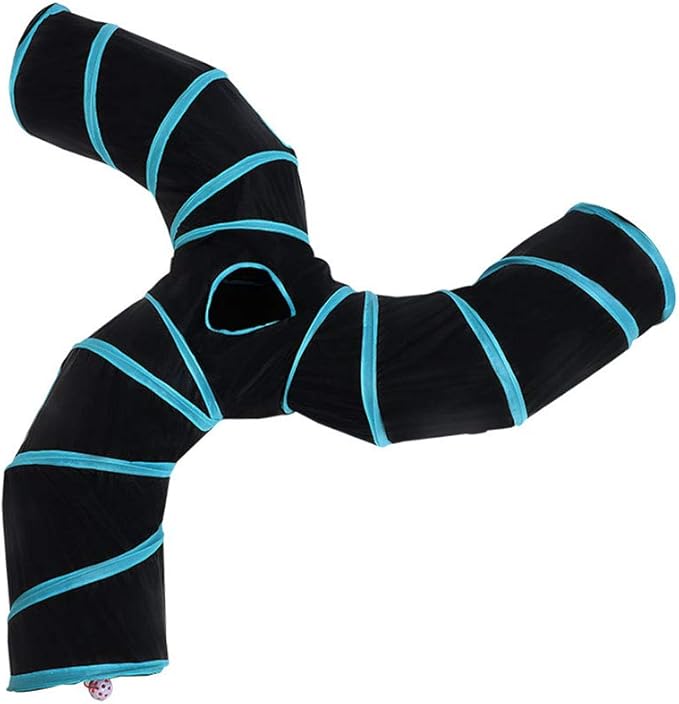 iHOO Cat Tunnels S-Way Crinkle Play Toys Collapsible Tube with Ball Maze Cat House Pet Interactive for Cat Puppy Kitten Rabbit 3-Way Tunnel