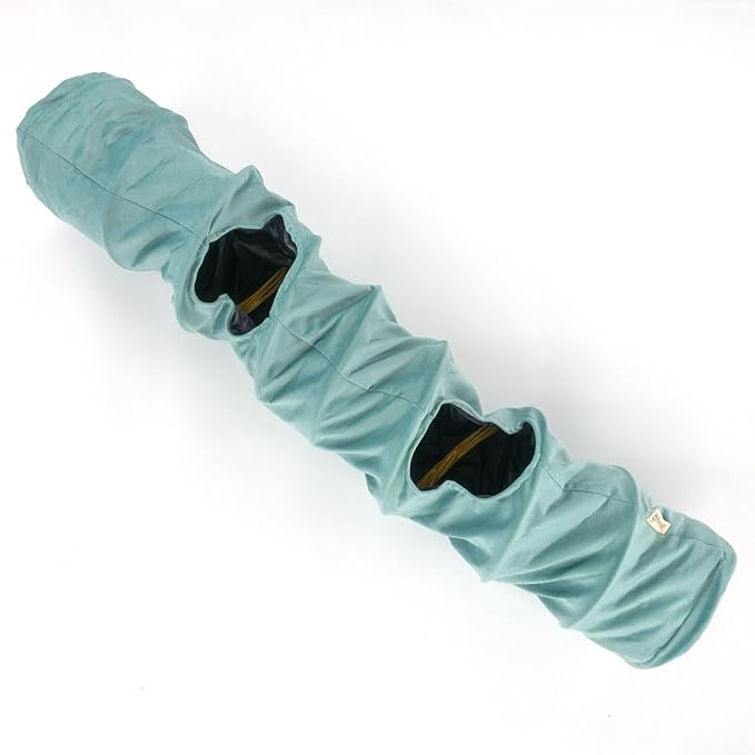 Velvet Fabric - Foldable/Collapsible - 55x8.66 Inches Cat Tunnel (Baby Blue)