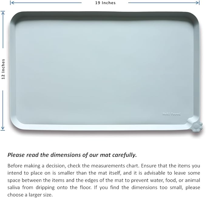 Hoki Found Silicone Pet Food Mats Tray - High-Lips Pet Dog Cat Bowl Mats - Dog Pet Cat Feeding Mat - Waterproof Dog Cat Food Mats -Pet Water Mats for Floors - Battleship