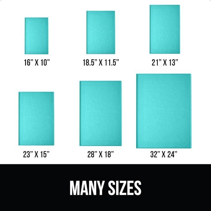 GORILLA GRIP 100% Waterproof Raised Edge BPA Free Silicone Pet Feeding Mat, Dog Cat Food Mats Contain Spills Protects Floors, Placemats for Cats and Dogs Water Bowl, Pets Accessories 28x18 Turquoise