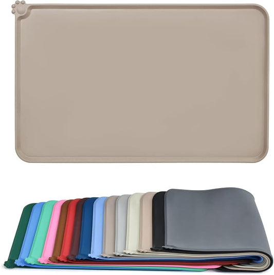 AUDWUD Silicone Waterproof Pet Feeding Mats,Anti Slip Bowl Pad, Dog Mat for Food and Water