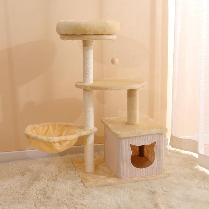 PowerKing Natural Sisal Replacement Scratching Post, 4 Pieces M8 Cat Scratch Post Refill Pole Parts for Refurbishment, White, Include Screws,15.74''+15.74''+7.87''+7.87''