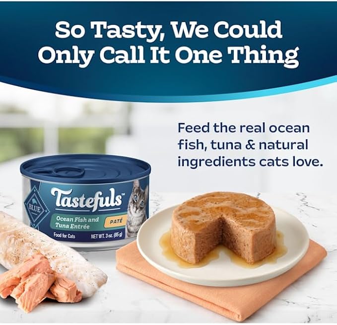 Blue Buffalo Tastefuls Ocean Fish and Tuna Entree Wet Cat Food Pate, 3 oz., Case of 12