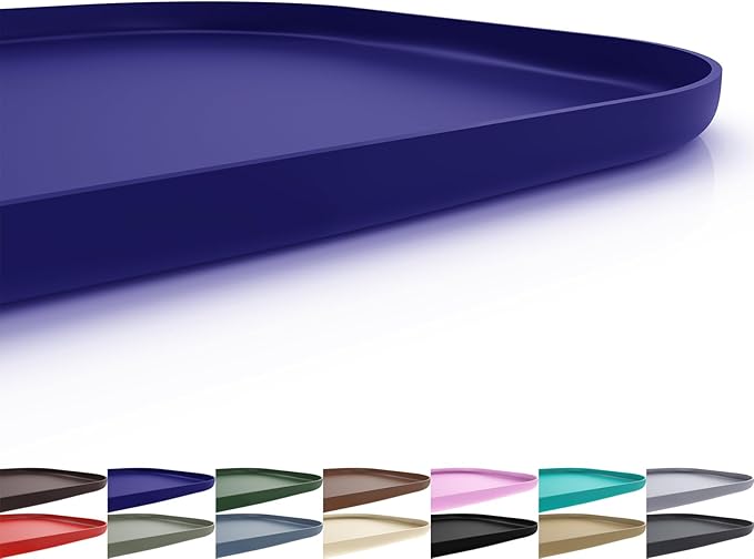 Silicone Pet Feeding Mat with Raised Edge for Food and Water, Dog Bowl Mats, Cat Bowls Placemat with High Lip for Floor Waterproof, Rubber Tray for Cats and Dogs 24 x 16 x0.8 Navy Blue