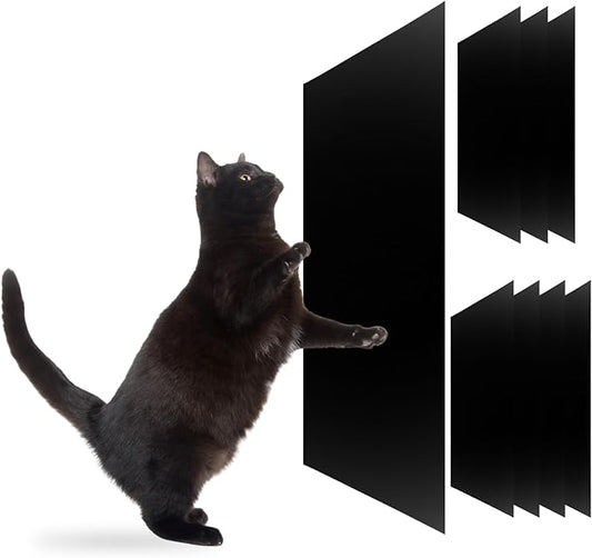 Cat Scratch Mat (Black, 8-Pack, 9.8''*18.8''), Furniture Protector from Cats Scratching, Strong Self-Adhesive Backing for Easy and Sturdy Application, Versatile for Cat Trees, Posts, and Beds