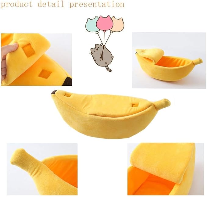 Pet Cat Bed House Cute Banana, Warm Soft Punny Dogs Sofa Sleeping Playing Resting Bed, Lovely Pet Supplies for Cats Kittens
