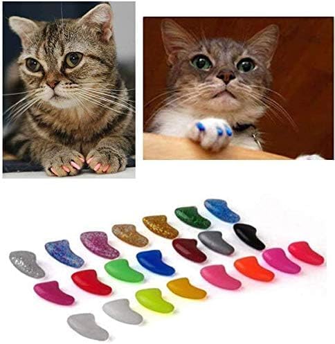 100pcs Cat Nail Caps Kitten Caps Cat Caps Cat Nail Covers with 5pcs Adhesive Glue+5pcs Applicators+Instruction
