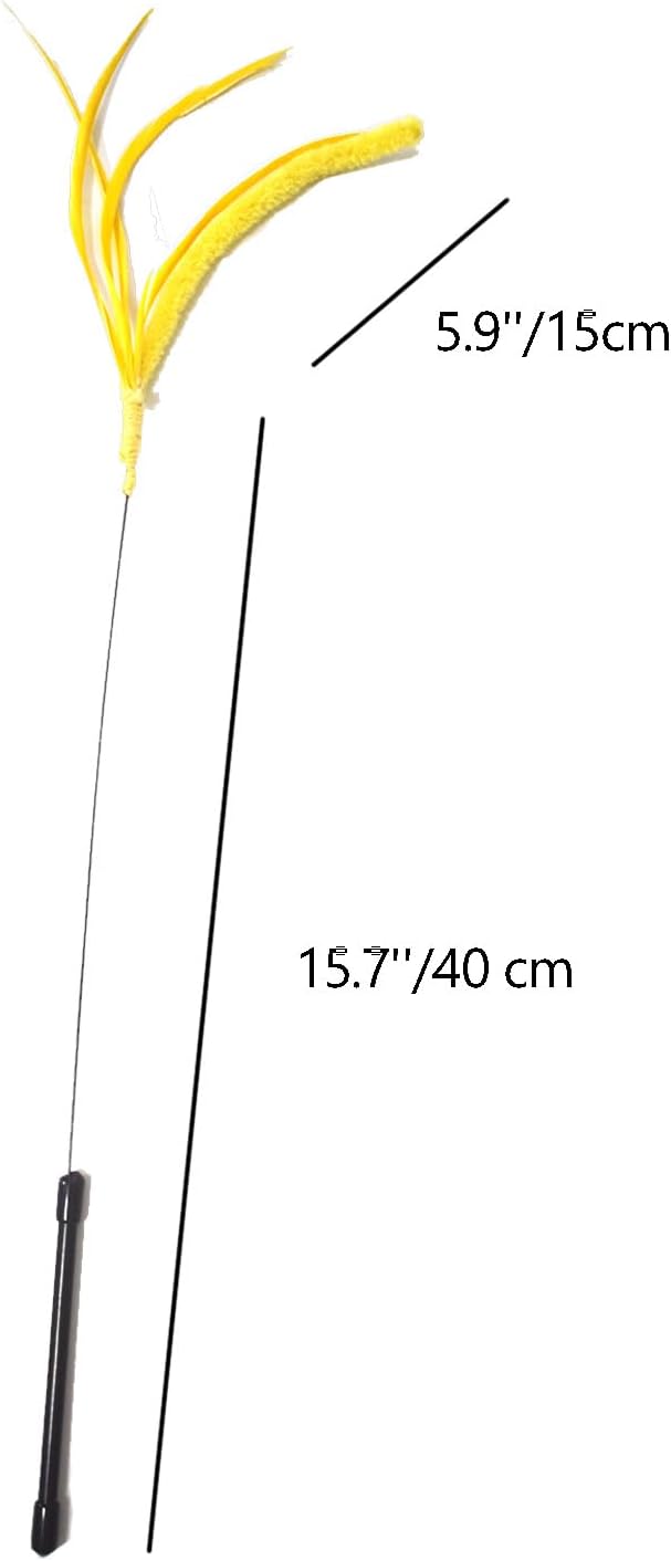 IUHKBH Cat Wands, 2 PCS Steel Wire Cat Feather Toys Long Pole Cat Teaser Wand Interactive Cat Toy for Cats and Kitties